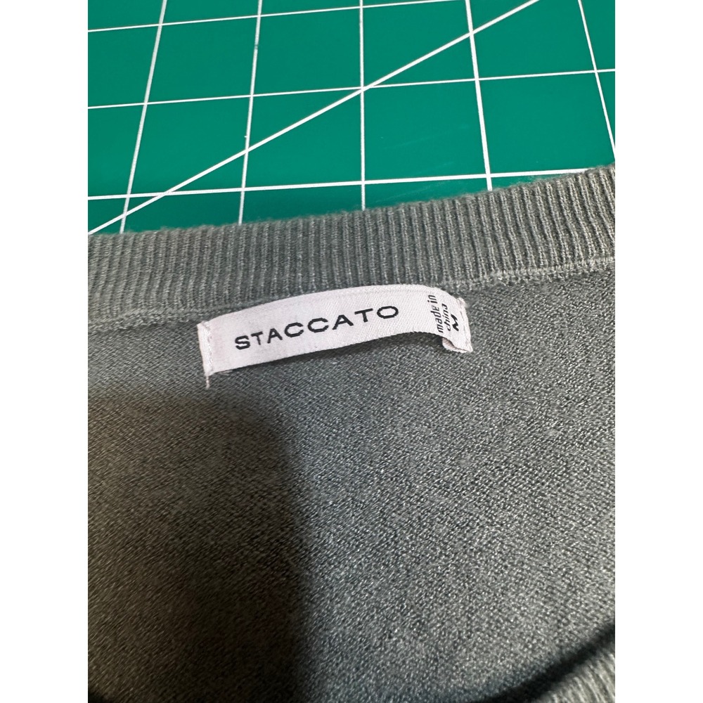 Staccato Womens Sage Green Crew Neck Seam Detail High Low Sweater 51616K Size M - Picture 2 of 4